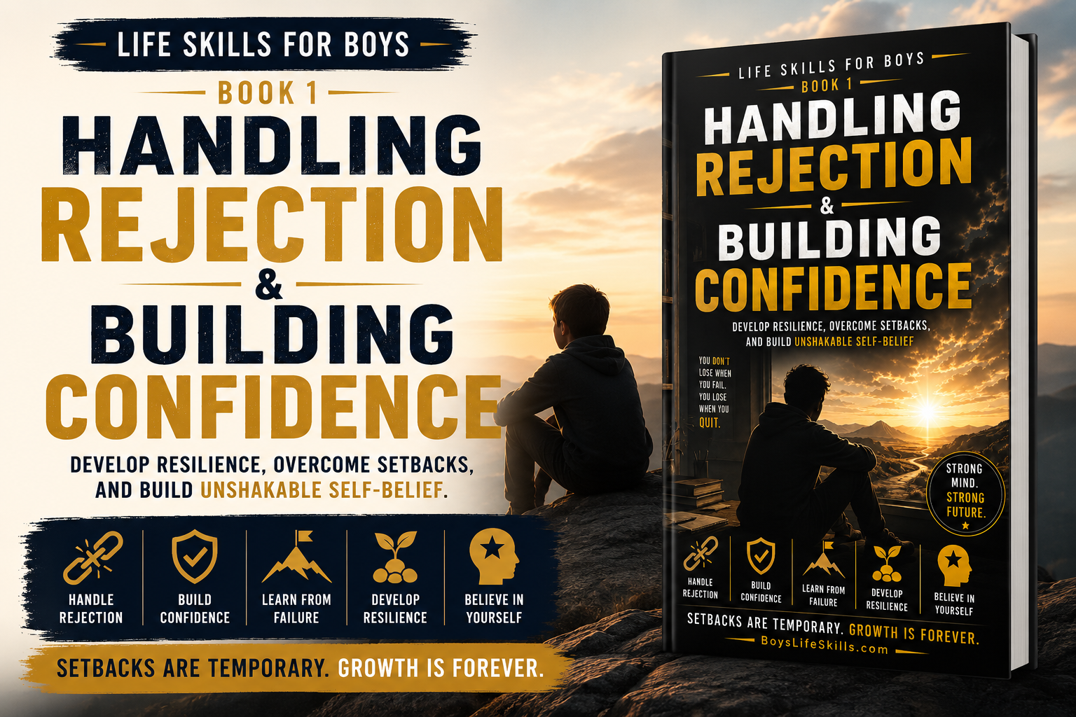 Book 1 Handling Rejection and Building Confidence from the Life Skills for Boys series helping boys build resilience, self-belief, and confidence.